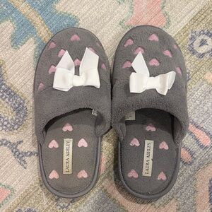 Laura Ashley Women’s Slippers with Pink Hearts and White Bows